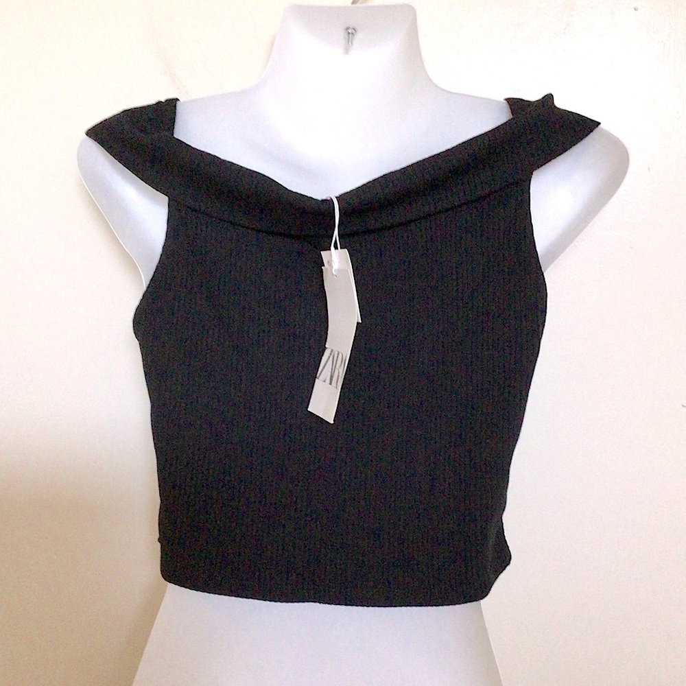 Zara Ribbed Off-The-Shoulder Top - Picture 9 of 10